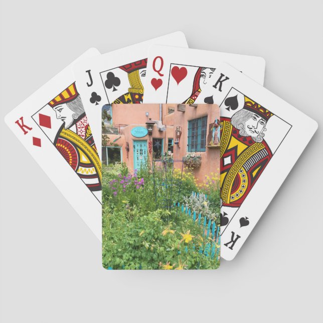 Taos Garden Blue Door New Mexico Playing Cards (Back)
