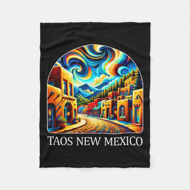 Taos New Mexico - Expressionism Art -  Fleece Blanket (Front)