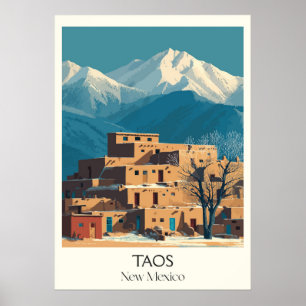 Taos New Mexico Pueblo Village Poster