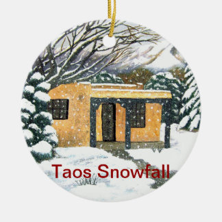 Taos, New Mexico Snowfall Ceramic Tree Decoration