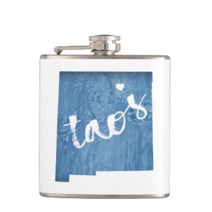 Taos New Mexico Wood Grain Hip Flask