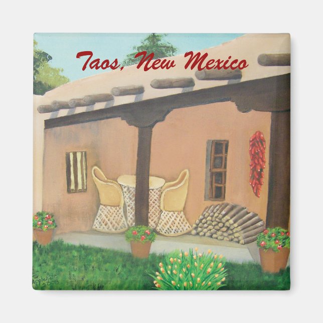 Taos Patio square Magnet (Front)