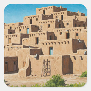 Taos Pueblo New Mexico Square Sticker