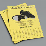 Tap Dance Classes Dancing Lessons Tear Off Strips Flyer<br><div class="desc">Promote your tap dance classes or tap dance lessons with this eye-catching flyer. It features an illustration of a pair of tap dance shoes set against a sunny yellow background. This flier is ready to be customised with your business name, phone number and other details. It's designed with tear-off strips...</div>