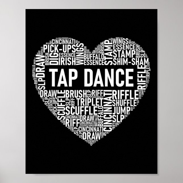 Tap Dance - Heart Shaped Word Cloud Tap Dancing  Poster (Front)