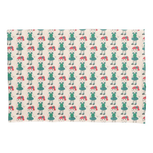 Tap Dance Peach Green Recital Costume Tapdancer Pillowcase (Front)