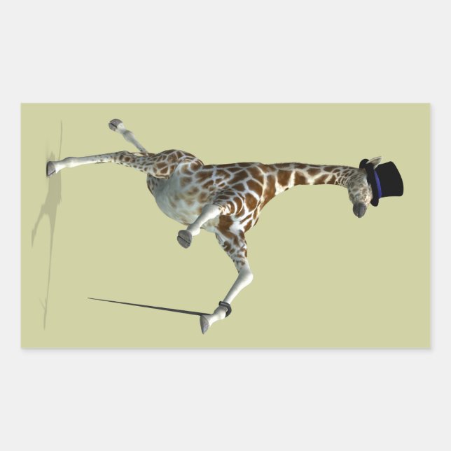 Tap Dancing Giraffe Rectangular Sticker (Front)