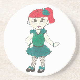 Tap Dancing Girl Redhead Freckles Dance Teacher Coaster