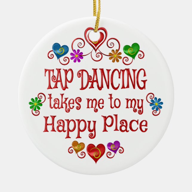 Tap Dancing Happy Place Ceramic Tree Decoration (Front)