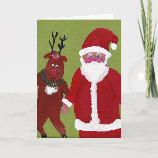 Tap Dancing Reindeer & Santa CARD - Today's Best (Front)