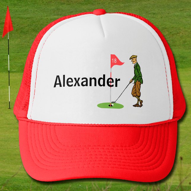Tap in by Male Golfer on 18th Hole Golf  Trucker Hat (Creator Uploaded)
