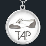 Tap Shoe Tapper Dance Teacher Dancer Tapdance Gift Silver Plated Necklace<br><div class="desc">Features an original illustration of a black-and-white oxford style tap dance shoe. Perfect for your favourite dance teacher,  studio owner,  or tapper! Don't see what you're looking for? Need help with customisation? Click "rebeccaheartsny" (upper right corner) then "contact this designer" to have something created just for you!</div>