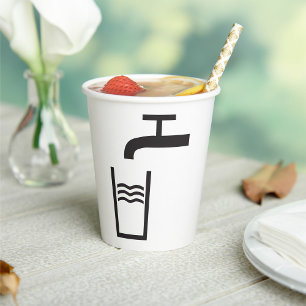 Tap Water Symbol Paper Cups