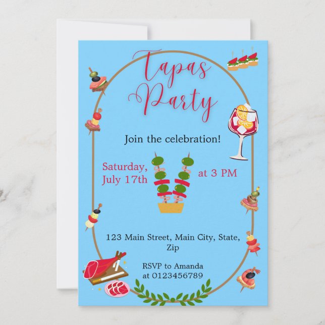  Tapas Party Invitation (Front)