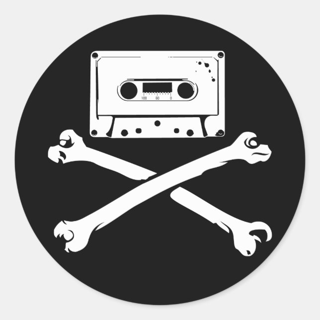 Tape & Crossbones Music Pirate Piracy Home Taping Classic Round Sticker (Front)