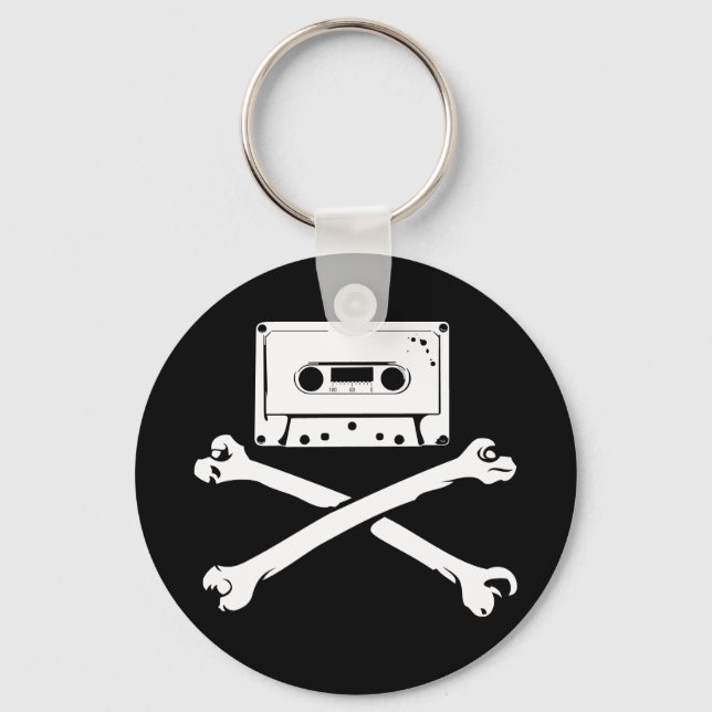 Tape & Crossbones Music Pirate Piracy Home Taping Key Ring (Front)