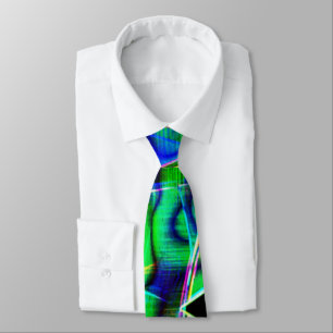 Tape-like curves, coloured and green neon or relie tie