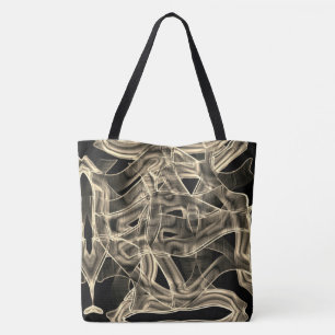 Tape-like curves, khaki or beige lines in relief tote bag