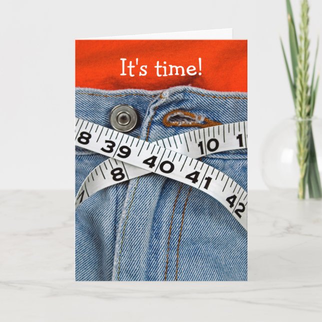 Tape Measure On Blue Jeans Holiday Card (Front)
