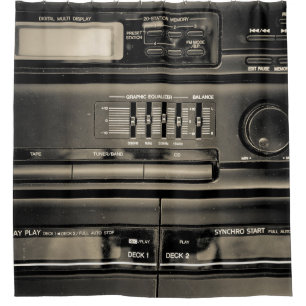 Tape recorder shower curtain