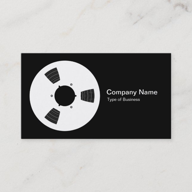 Tape Spool - White on Black Business Card (Front)