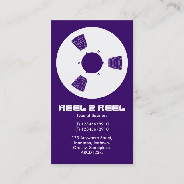 Tape Spool - White on Deep Purple Business Card (Front)