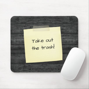 Taped Note On Wood Mouse Pad