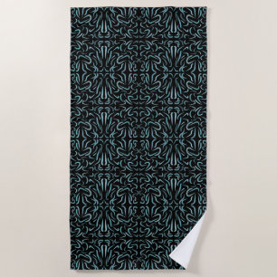Tapered Outline Shapes Filled With Aquatic Colors Beach Towel
