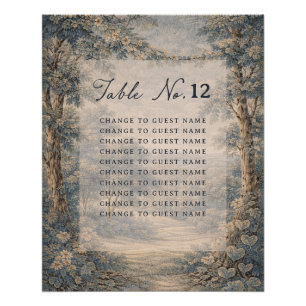Tapestry Blue Toile wedding table seating chart