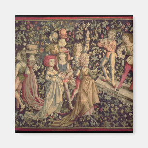 Tapestry depicting dancers and musicians magnet