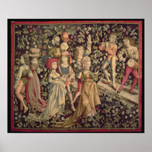 Tapestry depicting dancers and musicians poster