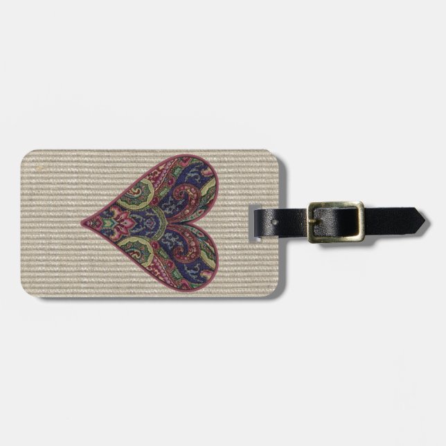 Tapestry Heart Collage Luggage Tag (Front Horizontal)