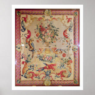 Tapestry in early Rococo style with strapwork and Poster