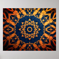 Tapestry of Blue + Gold on a Modern Wall Poster