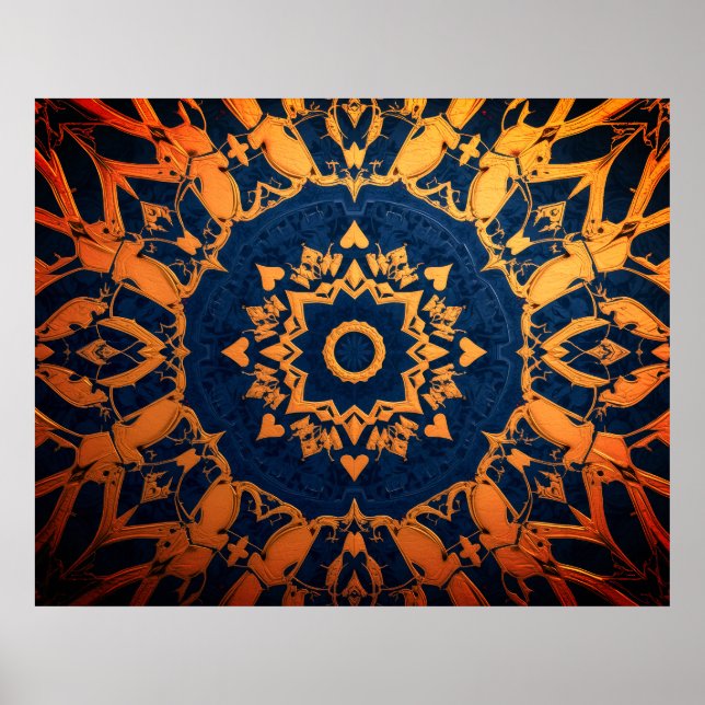 Tapestry of Blue + Gold on a Modern Wall Poster (Front)
