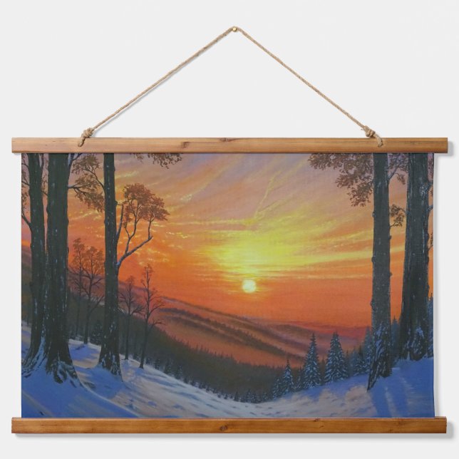 Tapestry - "Sunset Over Snowy Forest" (Front)
