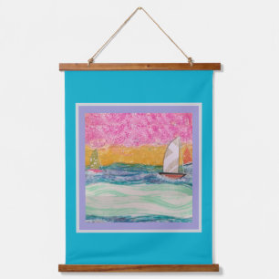 Tapestry - Three Sailboats Pink Sky