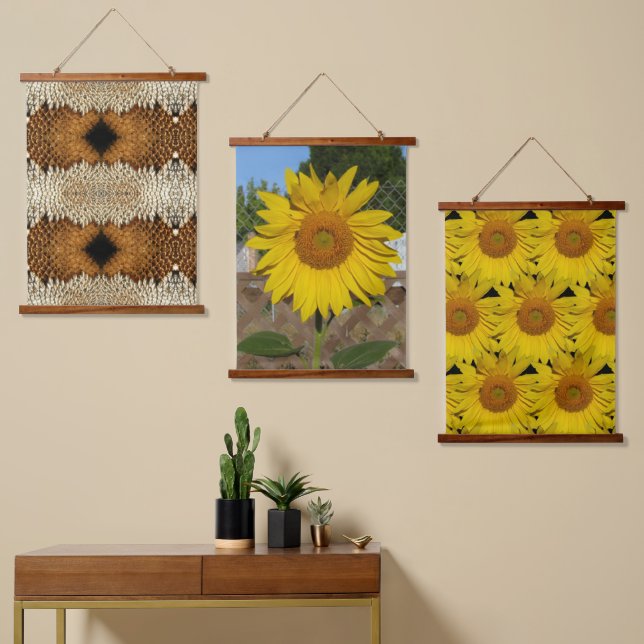 Tapestry (Wood Top) - Sunflower Triptych (Asymmetrical)