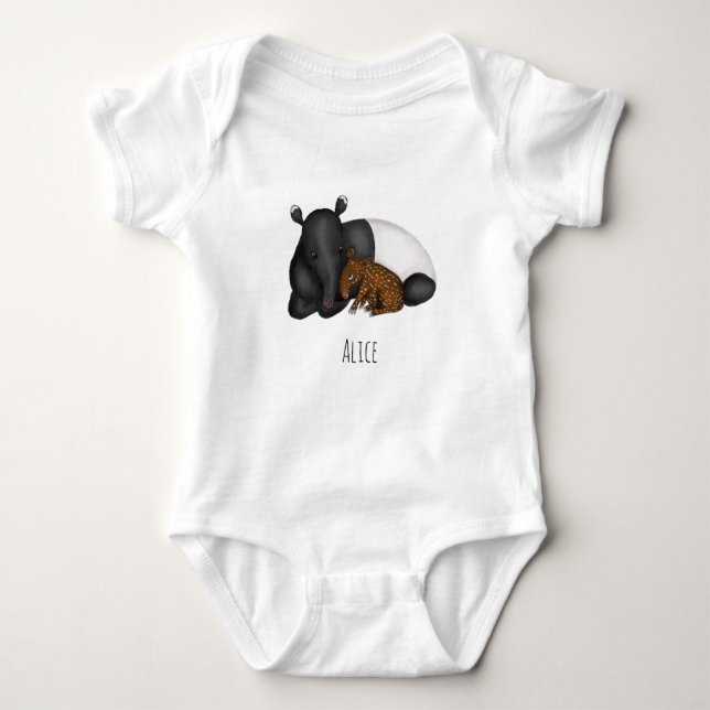 Tapir baby one-piece bodysuit with baby's name (Front)