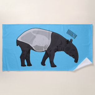 Tapir cartoon illustration beach towel