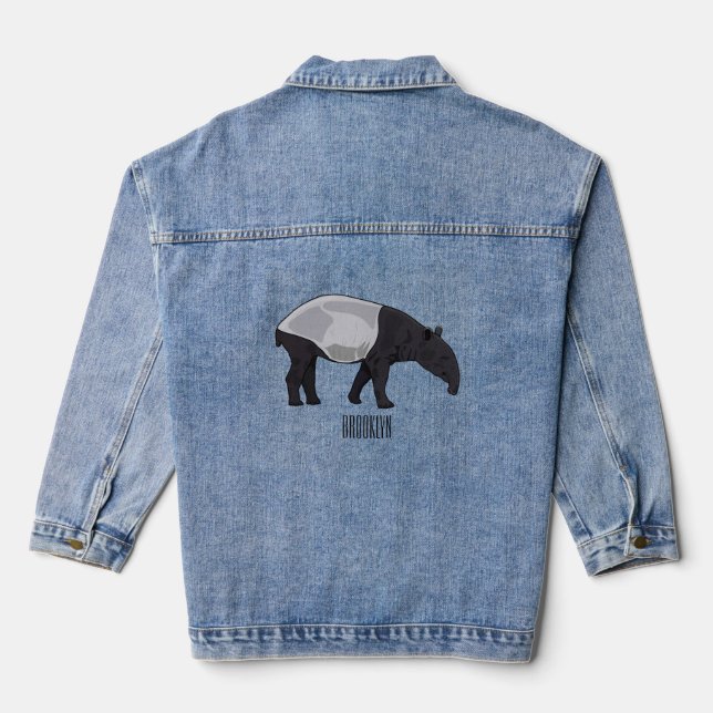 Tapir cartoon illustration denim jacket (Back)