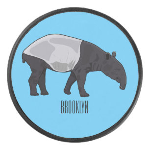 Tapir cartoon illustration hockey puck