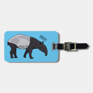 Tapir cartoon illustration luggage tag