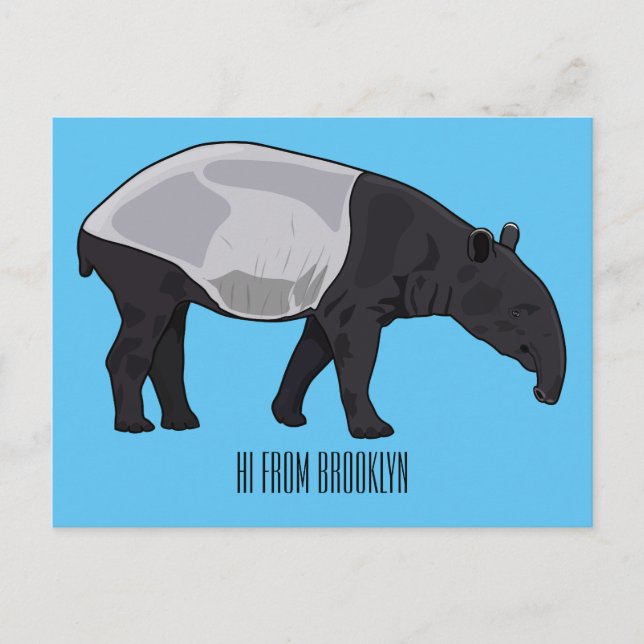 Tapir cartoon illustration postcard (Front)