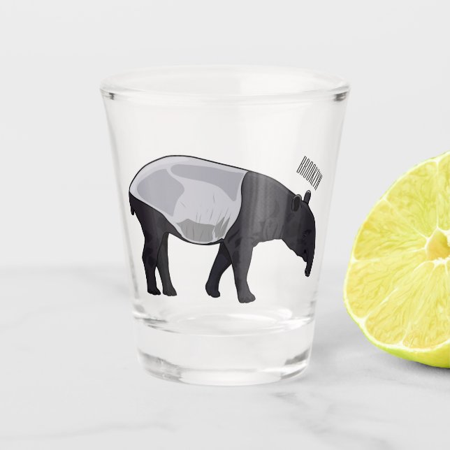 Tapir cartoon illustration shot glass (Front)