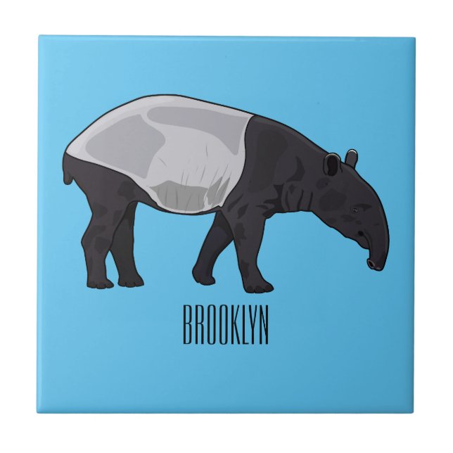 Tapir cartoon illustration tile (Front)