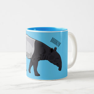 Tapir cartoon illustration Two-Tone coffee mug