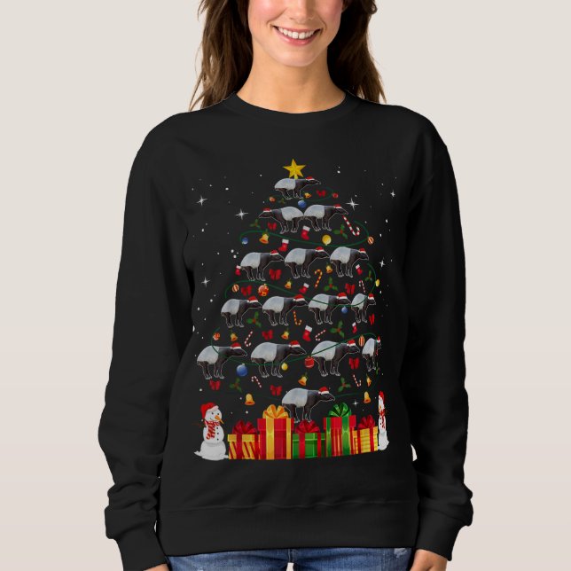Tapir Christmas Tree Cute Xmas Gift Lover Lights A Sweatshirt (Front)