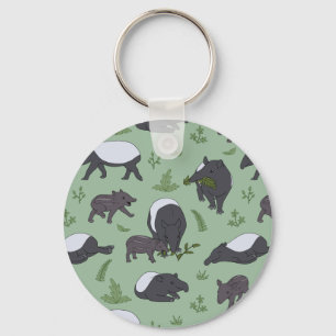 Tapir Family Dinner in Green Key Ring