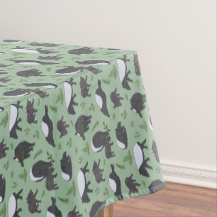 Tapir Family Dinner in Green Tablecloth